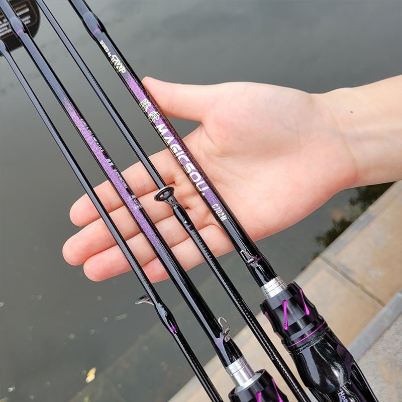 Cần câu lure cao câp Magicsou Purple carbon xoắn chuôi đúc CM45