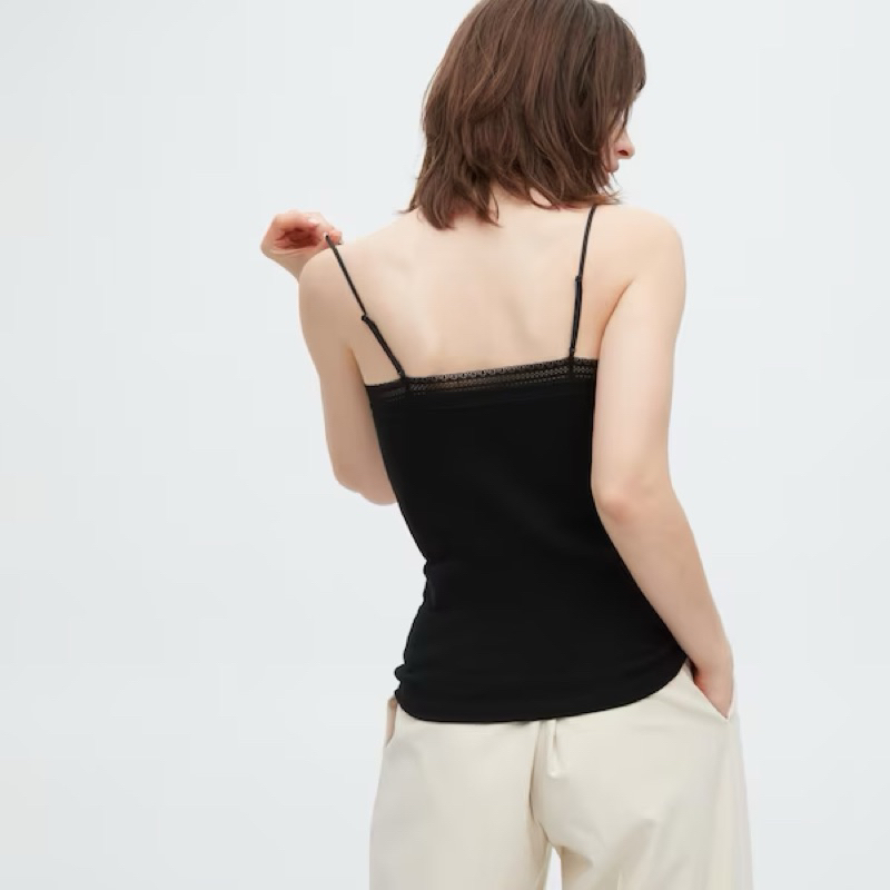 Áo hai dây cotton ren viền cổ Uni qlo