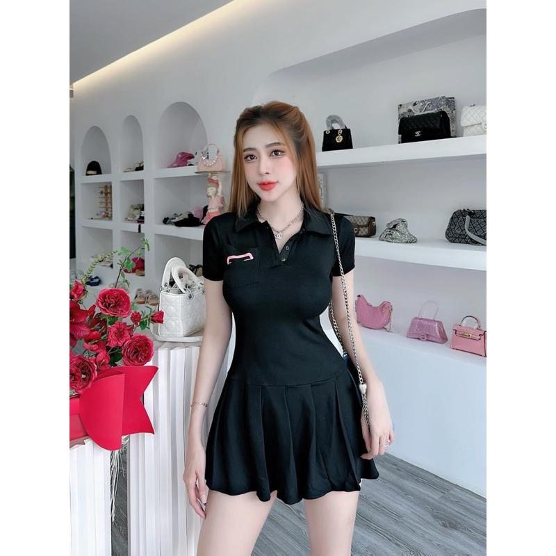 Đầm cộc tay đuôi xoè đơn giản nhẹ nhàng đi phố