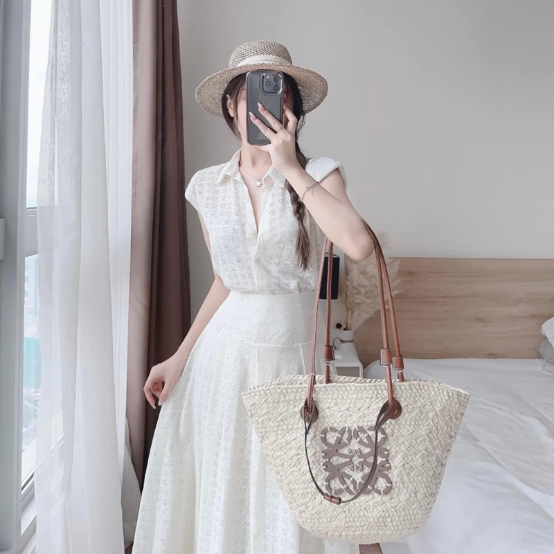 Set sơmi chân váy ren hoa