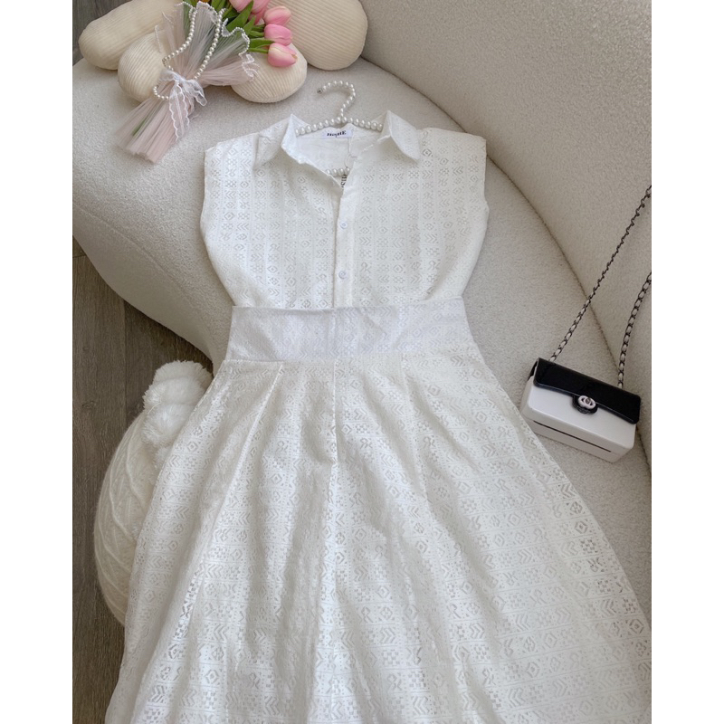 Set sơmi chân váy ren hoa