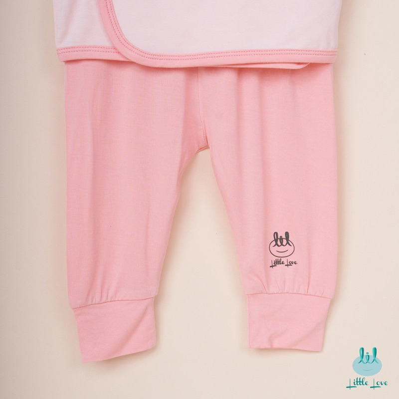 Bộ cài lệch sơ sinh dài tay Smoothy Little Love vải modal gỗ sồi