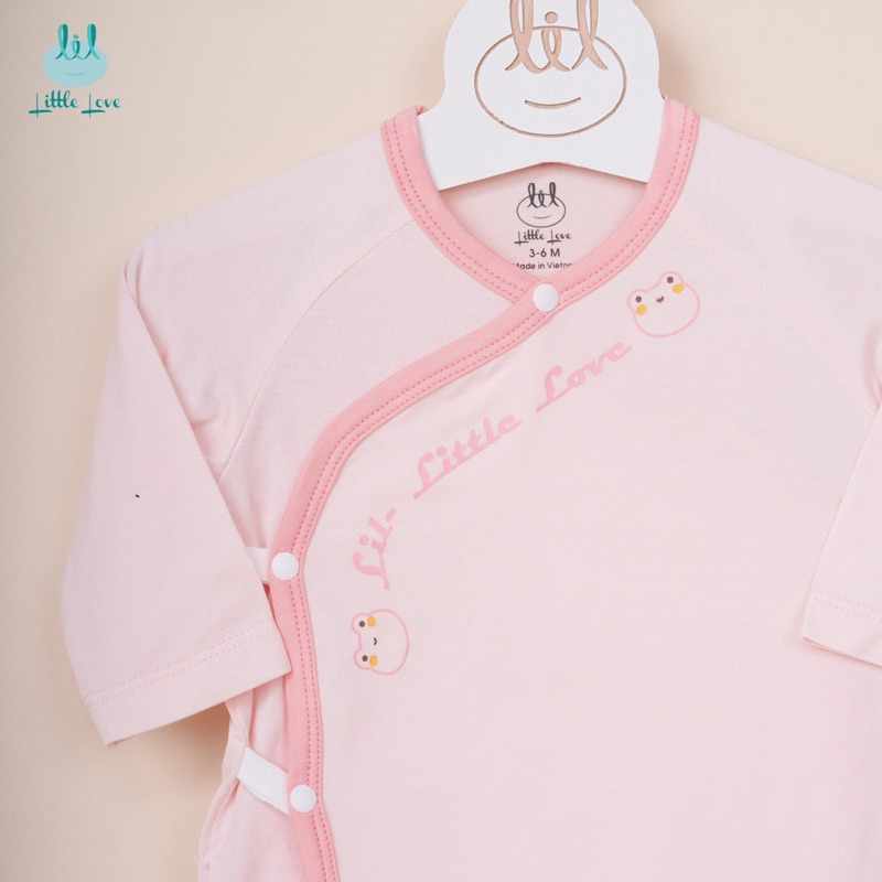 Bộ cài lệch sơ sinh dài tay Smoothy Little Love vải modal gỗ sồi