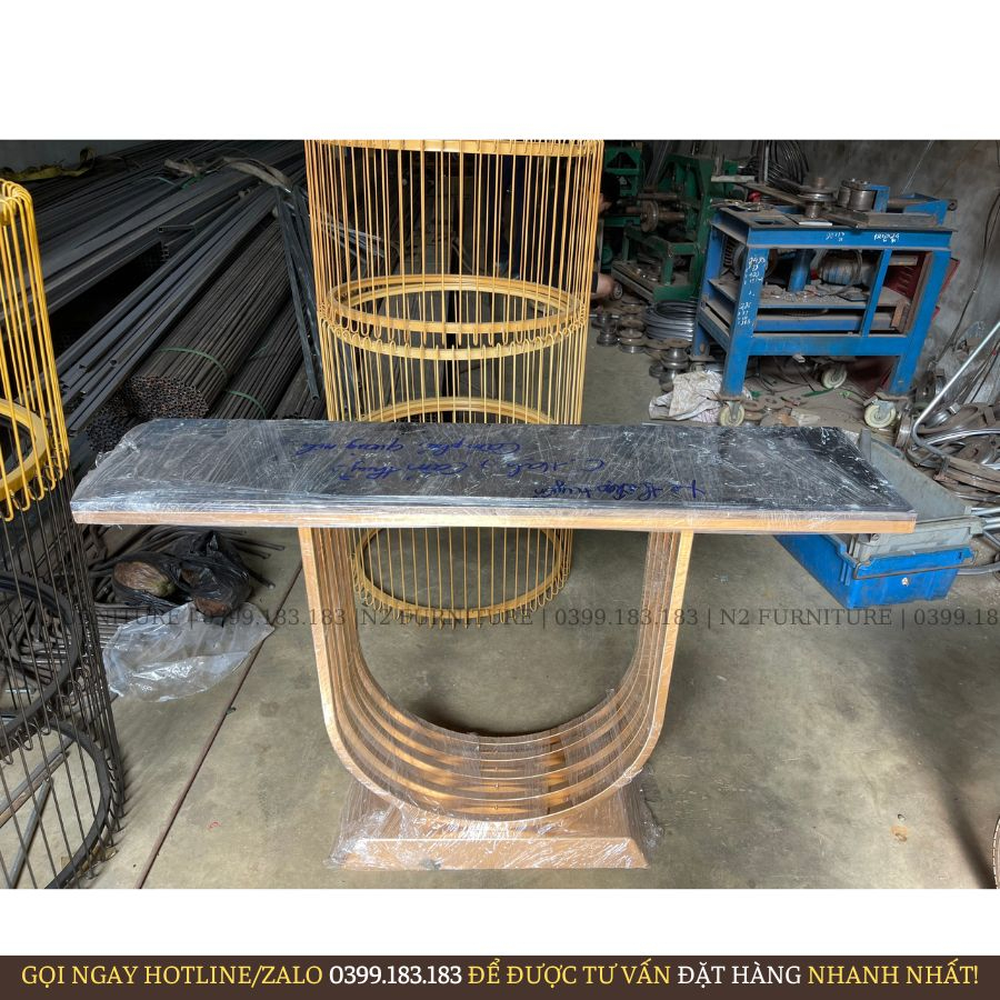 Kệ decor, Kệ trang trí phòng khách, bàn kệ đứng mặt đá N08, bàn console nội thất nhà cửa cafe ban công nail N2 Furniture