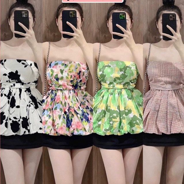 Áo quây phồng kèm đệm 2 lớp siêu xoè bồng bềnh, Áo nữ hót nhiều màu AmineyShop