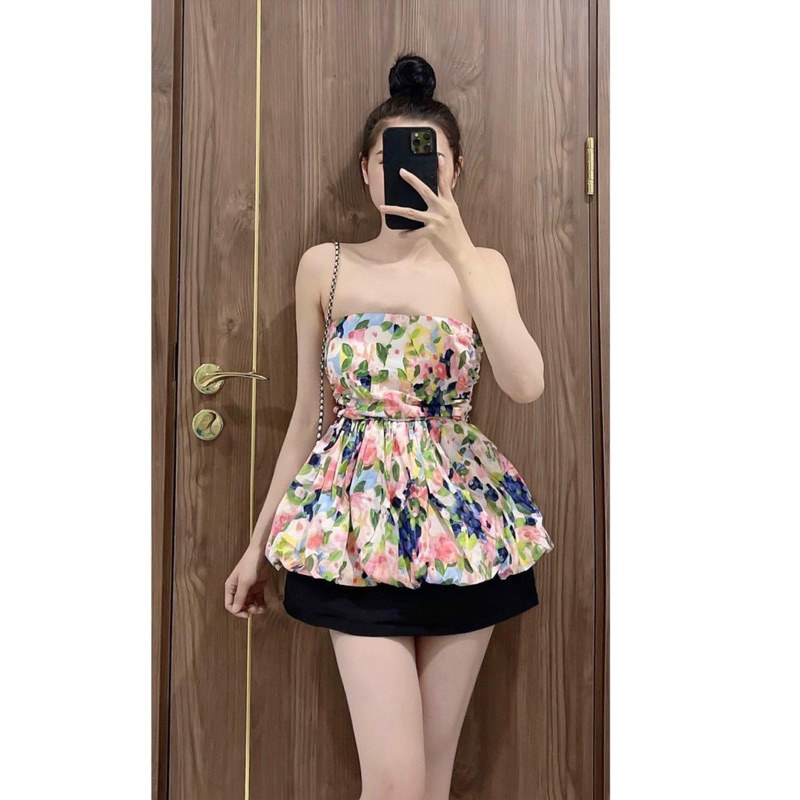 Áo quây phồng kèm đệm 2 lớp siêu xoè bồng bềnh, Áo nữ hót nhiều màu AmineyShop