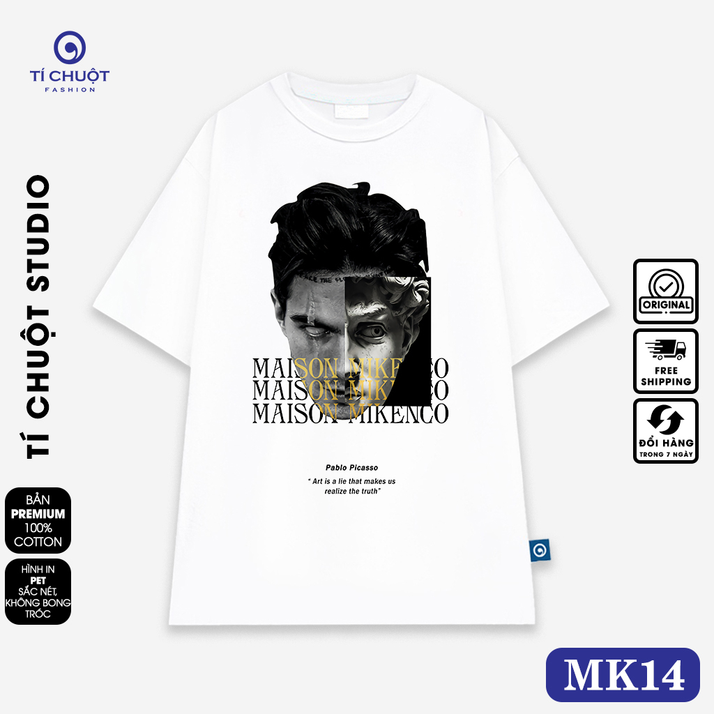 Áo thun Mikenco Pablo nam nữ in hình 5D, áo phông unisex mikenco mặt tượng tay lỡ - Tí Chuột Studio