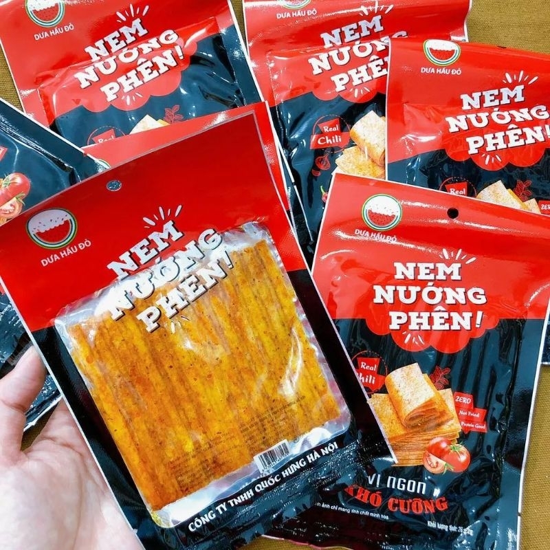 com bo 5 gói snack nem nướng phên/ cá hồi nướng/thịt nướng
