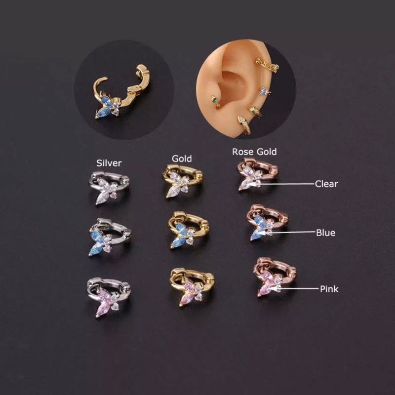 Khuyên Tai Bứm Tròn Đá Siêu Sáng Ôm Tai Phù Hợp Chỗ Lobe 2-3 và Helix Bằng Thép Y Tế Không Rỉ An Toàn