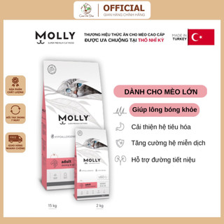  Thức ăn hạt cho mèo Molly hạt cho mèo lớn vị tôm & cá hồi giúp lông bóng khoẻ gói 2kg 