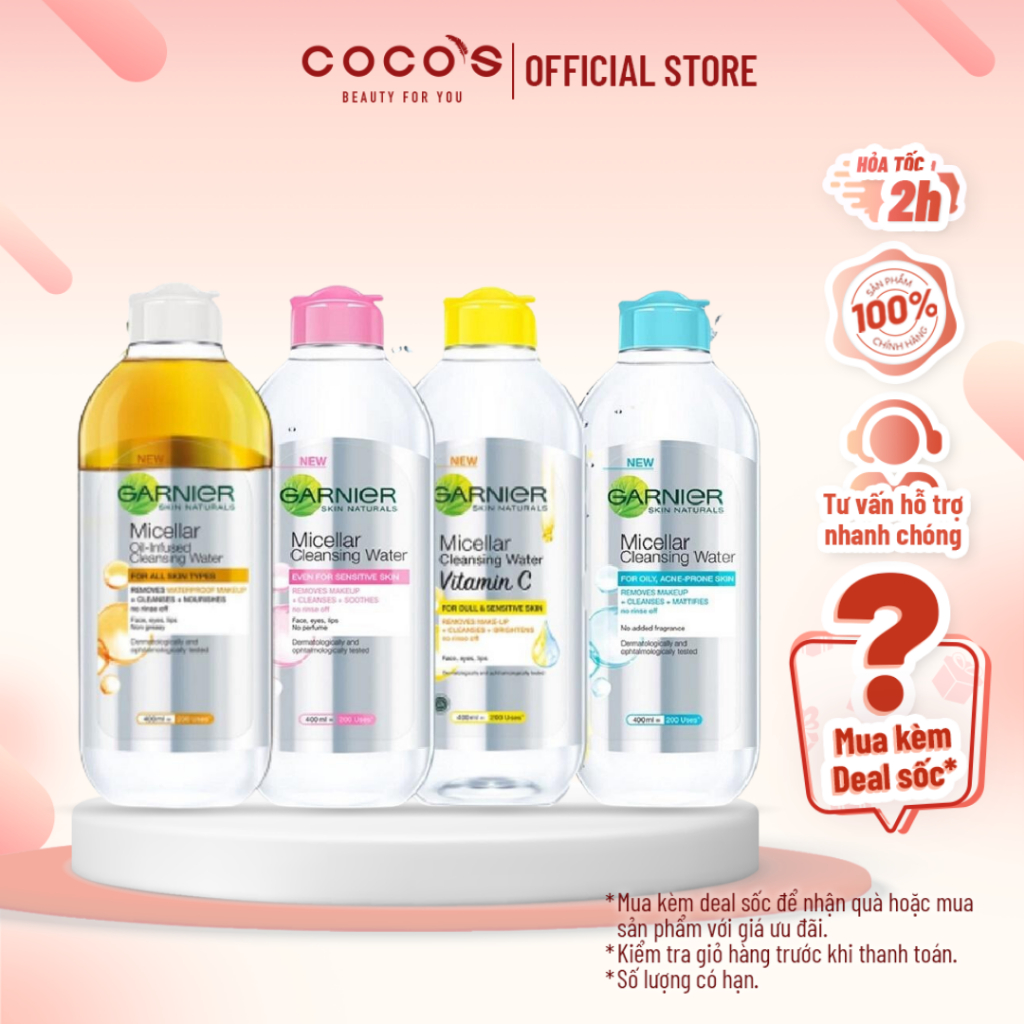 Nước tẩy trang Garnier Micellar Water dành cho mọi loại da 400ml