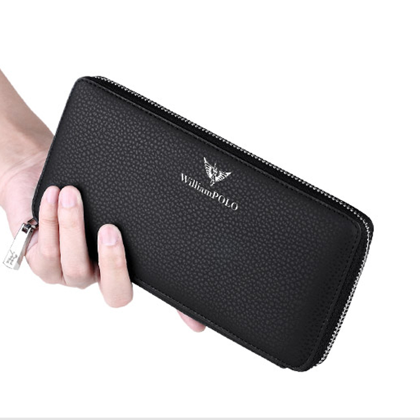 Ví dài nam cầm tay Full hộp hàng hiệu WilliamPOLO chất liệu da Bò nguyên tấm - POLO 121-01