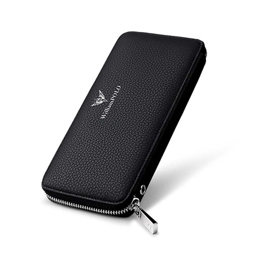Ví dài nam cầm tay Full hộp hàng hiệu WilliamPOLO chất liệu da Bò nguyên tấm - POLO 121-01