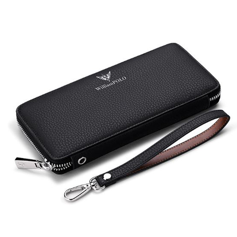 Ví dài nam cầm tay Full hộp hàng hiệu WilliamPOLO chất liệu da Bò nguyên tấm - POLO 121-01