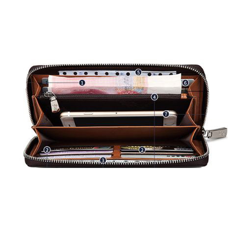 Ví dài nam cầm tay Full hộp hàng hiệu WilliamPOLO chất liệu da Bò nguyên tấm - POLO 121-01