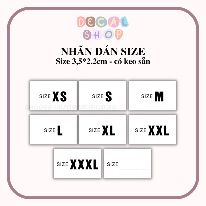 Set 100 Tem Mini Kích Thước - Size 3,5x2,2cm - Có Keo Sẵn