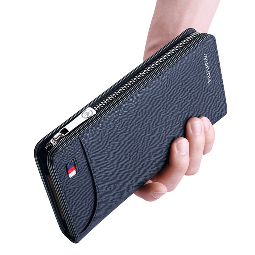 Ví dài nam cầm tay Full hộp hàng hiệu WilliamPOLO chất liệu da Bò nguyên tấm - POLO 0181359