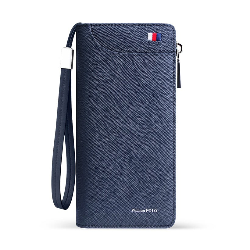 Ví dài nam cầm tay Full hộp hàng hiệu WilliamPOLO chất liệu da Bò nguyên tấm - POLO 0181359