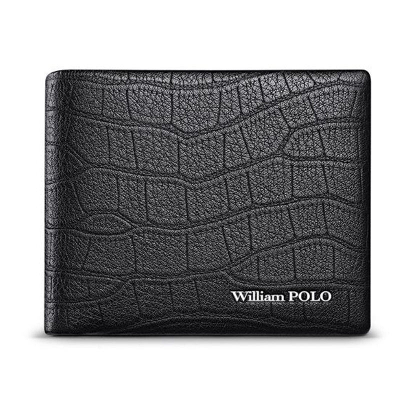 Ví da nam cao cấp Full hộp hàng hiệu WilliamPOLO chất liệu da Bò nguyên tấm - POLO 181393-01