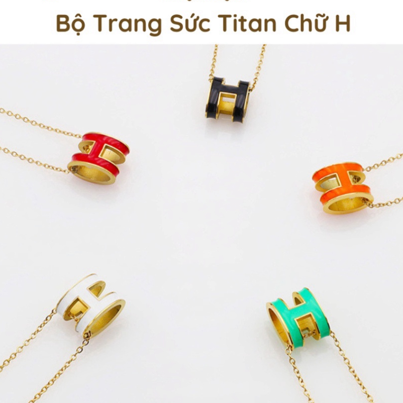 Sét vòng cổ titan chữ H khuyên tai,lắc tay.titan chữ H dây chuyền chữ H titan không bay màu Shop Mai Phương Bùi