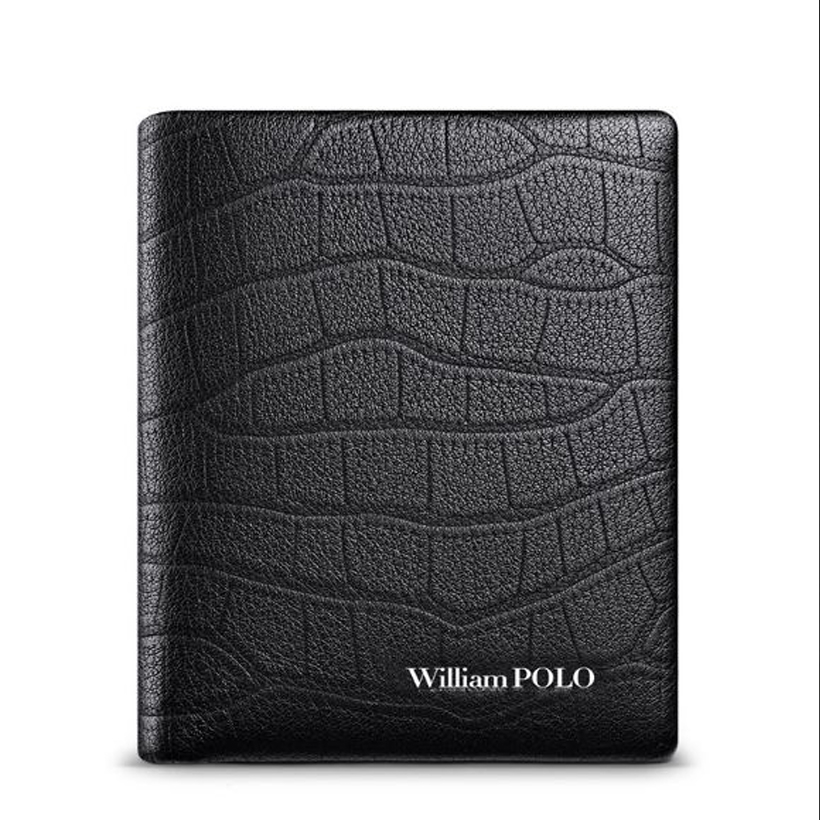 Ví da nam cao cấp Full hộp hàng hiệu WilliamPOLO chất liệu da Bò nguyên tấm - POLO 181393-001