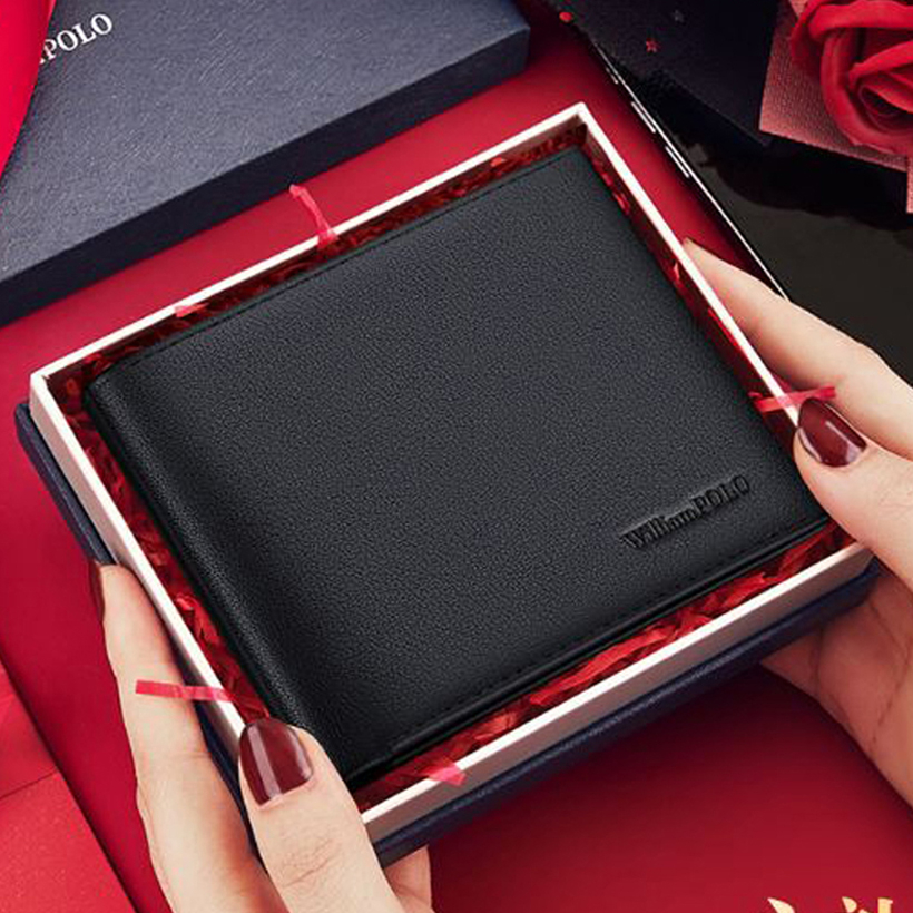 Ví da nam cao cấp Full hộp hàng hiệu WilliamPOLO chất liệu da Bò nguyên tấm - POLO 221568