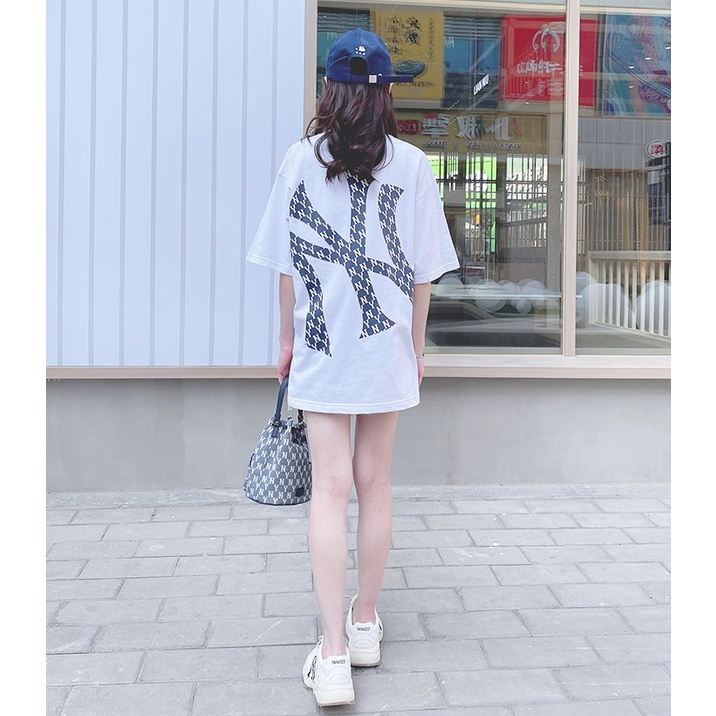Áo Phông Nam NY CHẤM BI TRẮNG  Áo Thun nam cộc tay unisex Form Rộng Chất Cotton Hot Trend