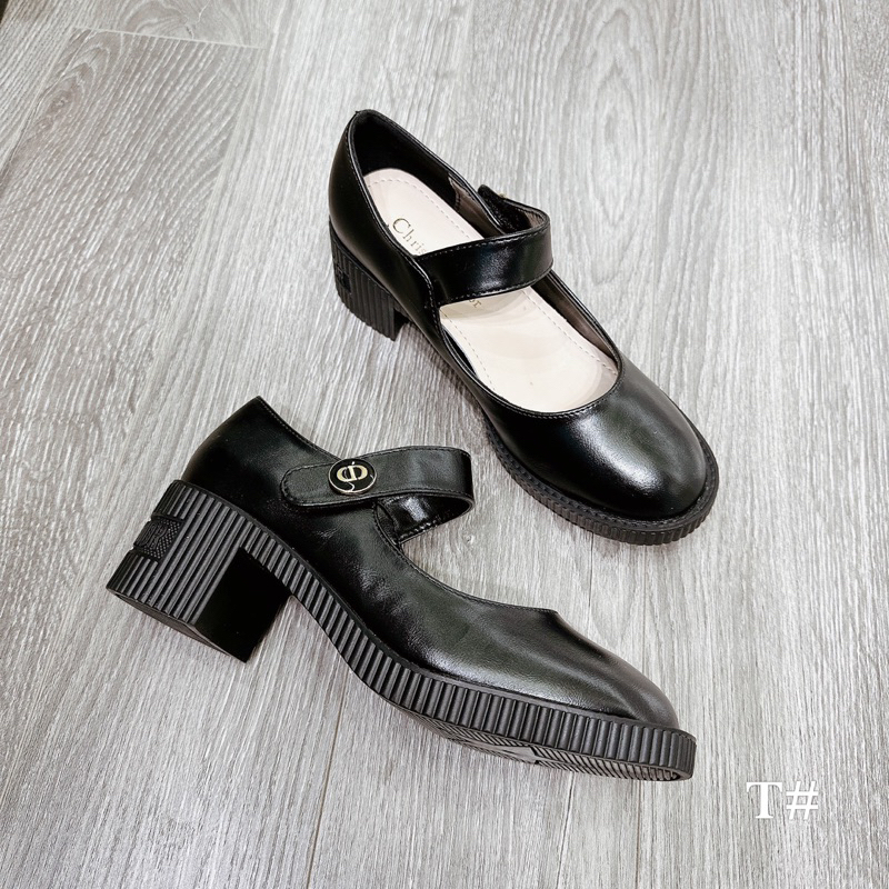 Giầy Búp Bê Da Nhám Dior Đen Kem Quai Dán Full Size 35-39  -  By Anh Dinh Phuong