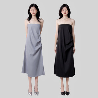 Váy dài dáng suông ống cúp ngực nhúm hông Ruffle DRESS