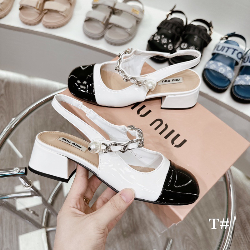 Sandal Miumiu Trắng Đen Full Size 35-39  -  By Anh Dinh Phuong