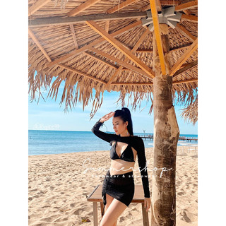 set bikini 4 món lưới dài tay