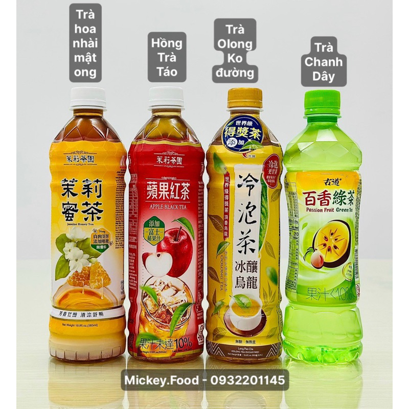 Trà Đài Loan nước uống đài loan mật ong hoa lài, xanh chanh dây, Ô long, Táo Đào 575ml-585ml ＊Mickey.Food＊