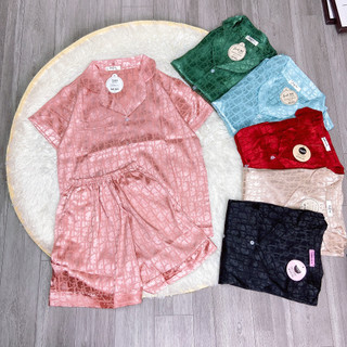 Bộ pyjama, bộ đồ mặc ở nhà (cộc-cộc) chất lụa gấm mềm mịn siêu mát