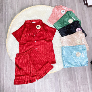 Bộ pyjama, bộ đồ mặc ở nhà (cộc-cộc) chất lụa gấm mềm mịn siêu mát