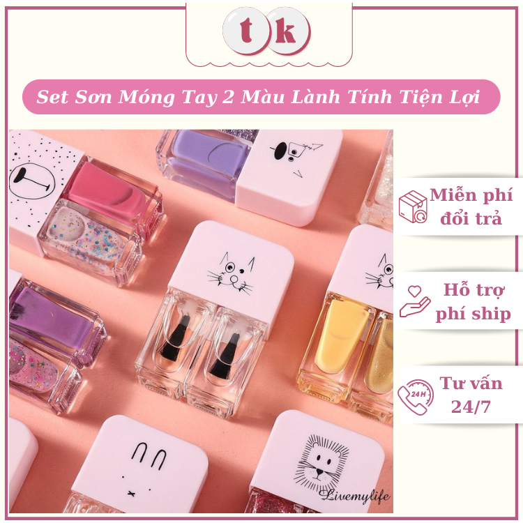 Full Set 2 Chai Sơn Móng Tay Nhũ Lì 12ML, Sơn Móng Tay Cho Bé Nhanh Khô