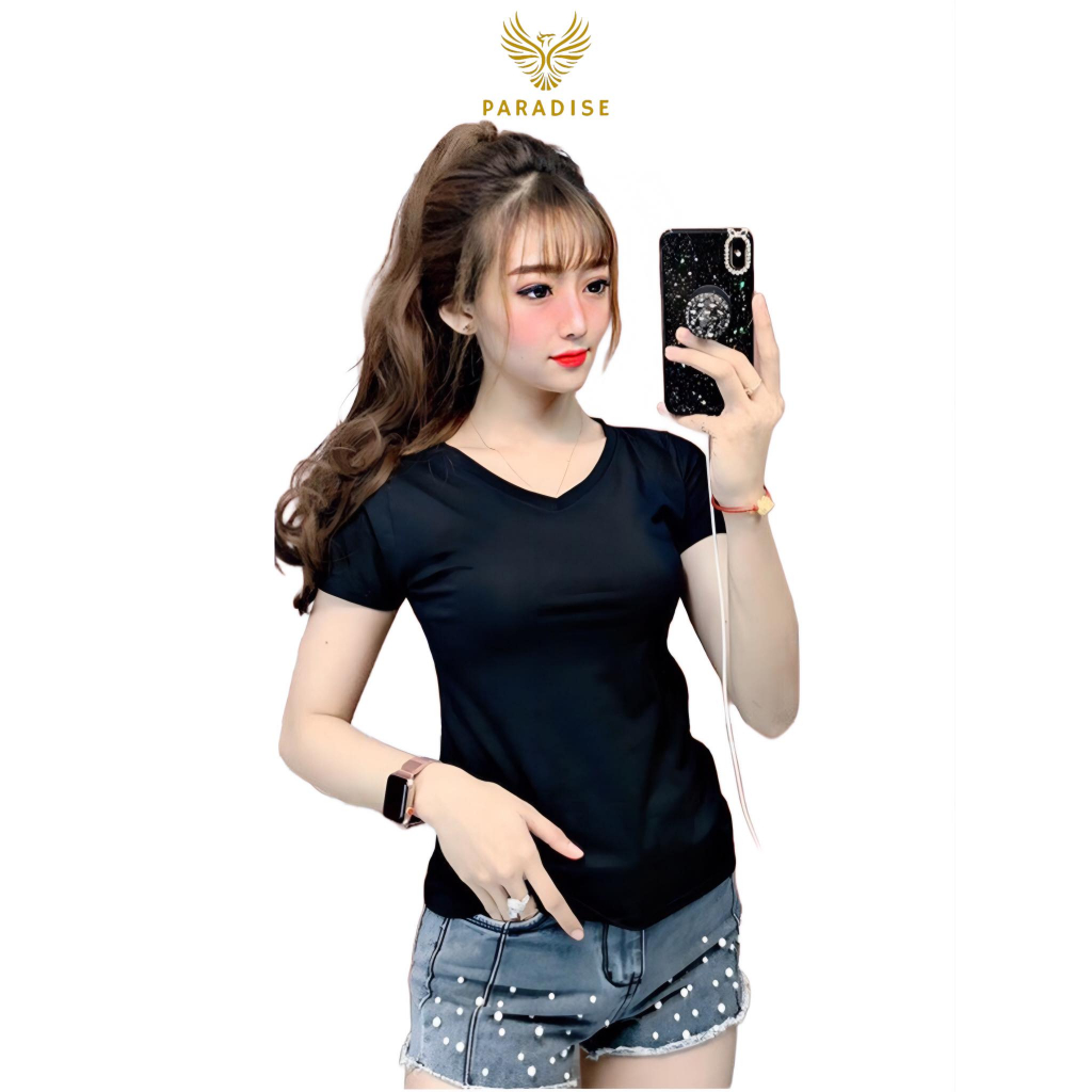 Áo thun nữ trơn ôm body cổ tim MXM - ANU007