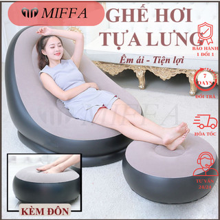 Ghế hơi tựa lưng, ghế hơi phủ nhung cao cấp - bơm điện 2 chiều + ghế đôn mifofa