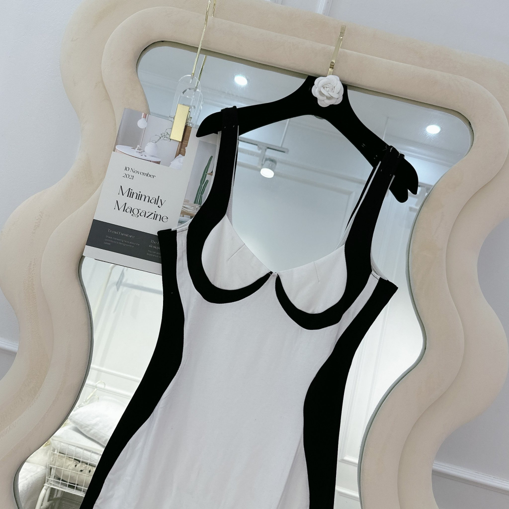 Váy Body Dáng Dài Viền Đen, Chất Zip Sịn Loại 1 Siêu Hot Hit