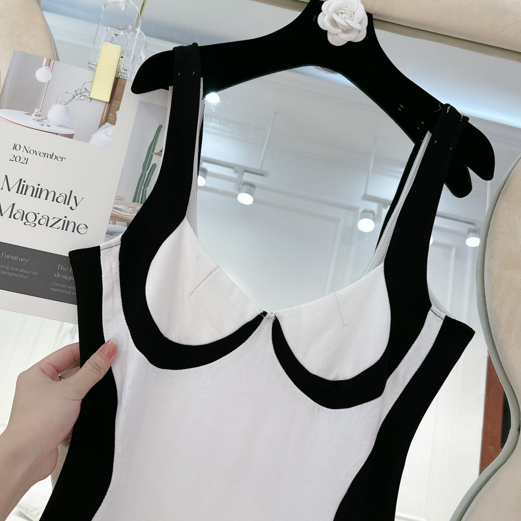 Váy Body Dáng Dài Viền Đen, Chất Zip Sịn Loại 1 Siêu Hot Hit