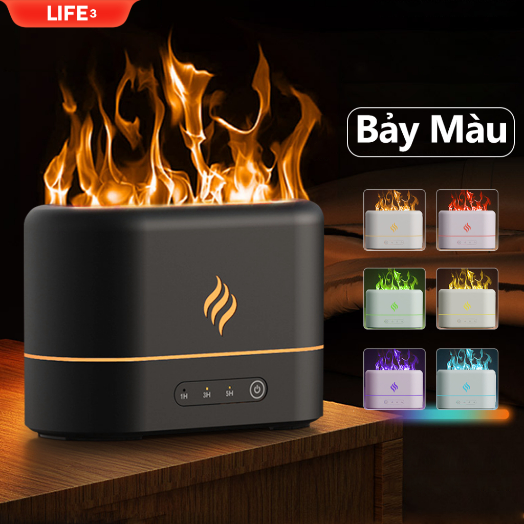 Máy Phun Sương Tạo Ẩm Xiaomi Youpin 3Life Dung Tích 250ml Ngọn Lửa Môi Trường Khuếch Tán Tinh Dầu Đèn Led 7 Màu