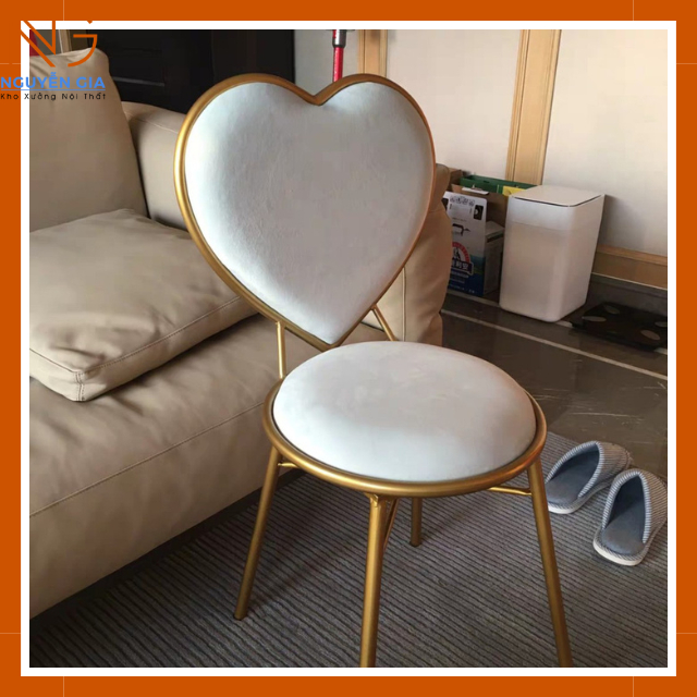 Ghế bàn trang điểm phong cách Bắc Âu lưng tựa trái tim, ghế trang trí phòng ngủ, decor phòng chụp ảnh cute