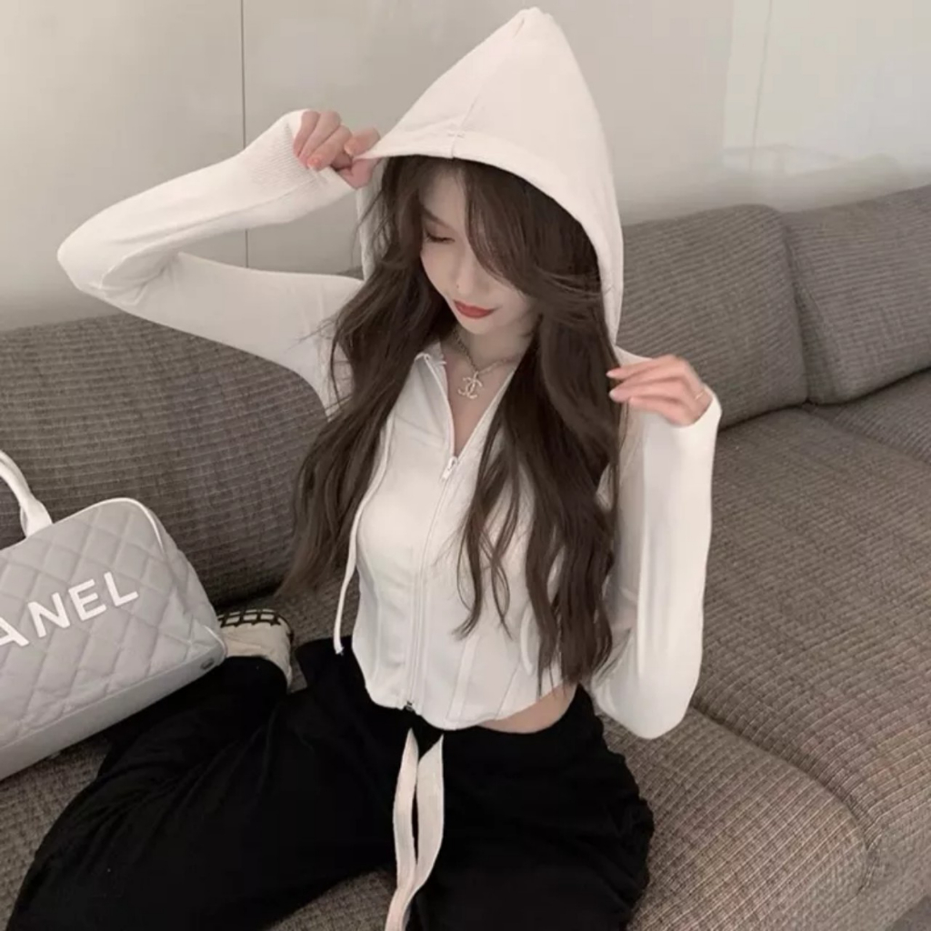 Áo khoác khóa kéo thu đông kiểu cadigan sang chảnh AS91