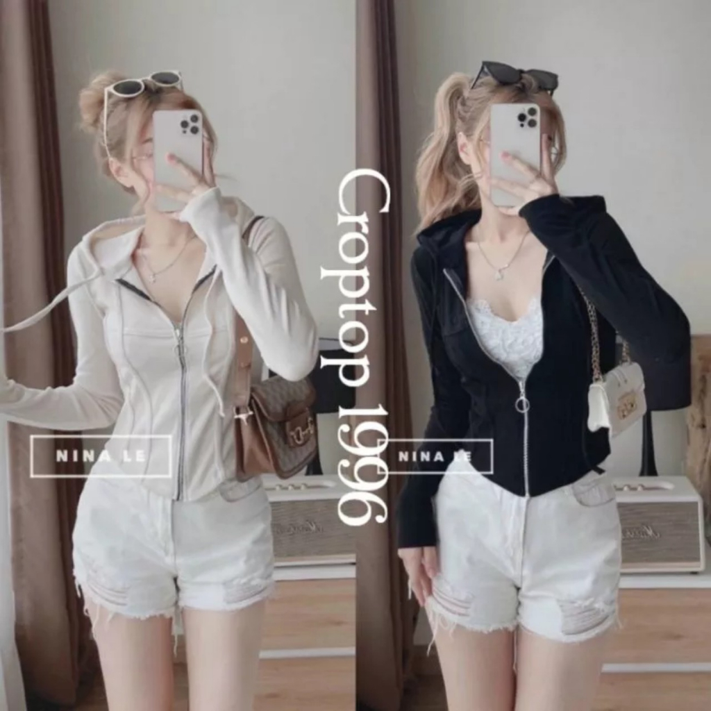 Áo khoác khóa kéo thu đông kiểu cadigan sang chảnh AS91