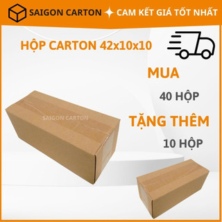 50 Hộp carton đóng gói hàng cho shop online size 42X10X10 cm, sản xuất bởi SÀI GÒN CARTON