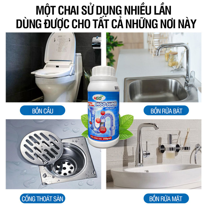 [COMBO 3] Bột thông cống HGO SUPER siêu nhanh siêu mạnh siêu an toàn