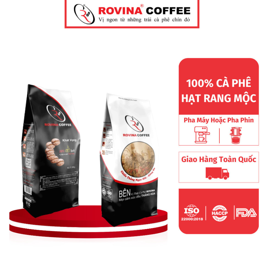 Cà Phê Rovina Khát Vọng - Pha Phin - Gói 500gr Xay Sẵn Với Mùi Vị Đặc Trưng Đúng Vị Thật Của Cà Phê Việt Nam