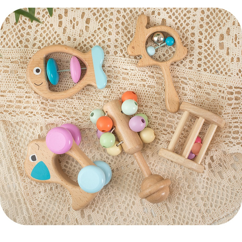 Set đồ chơi gỗ cho bé, quà tặng trẻ sơ sinh, đồ chơi montessori