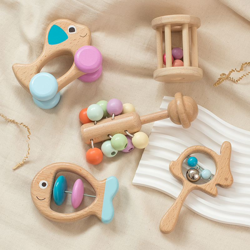 Set đồ chơi gỗ cho bé, quà tặng trẻ sơ sinh, đồ chơi montessori