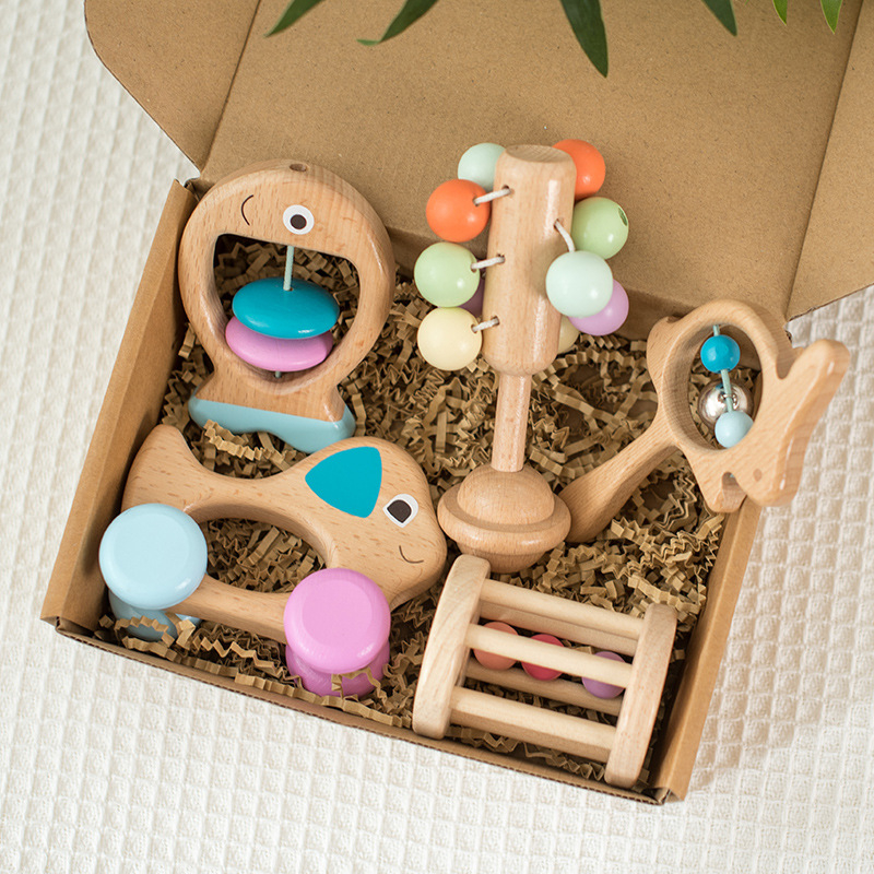 Set đồ chơi gỗ cho bé, quà tặng trẻ sơ sinh, đồ chơi montessori