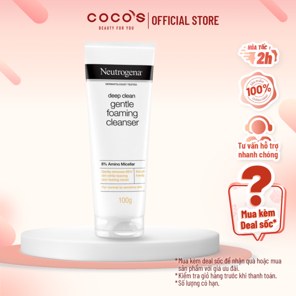 [MUA 1 TẶNG 1]Sữa Rửa Mặt Làm Sạch Sâu Và Kiểm Soát Nhờn Neutrogena Deep Clean Foaming Cleanser 100g